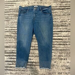 LOFT Blue Skinny Jeans with Studded Detail